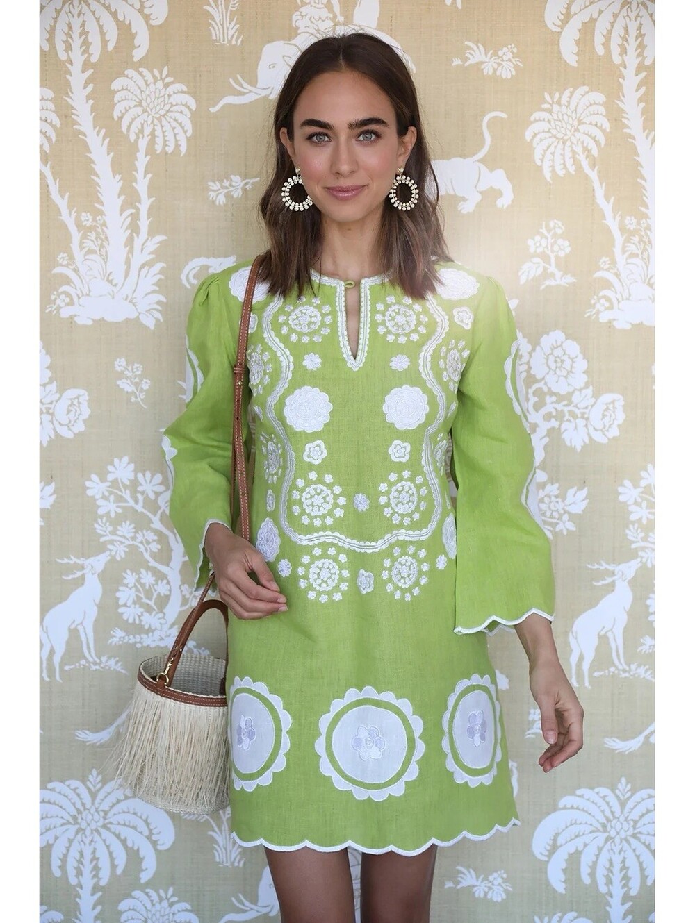 Asha by Ashley McCormick Lime Alice Linen Mini Dress